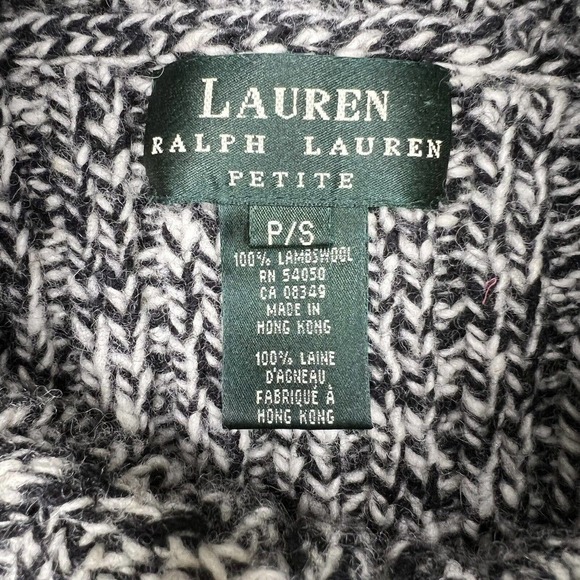 Lauren Ralph Lauren Petite Black & White Lambswool Long Sleeve Sweater Sz PS - Picture 6 of 9